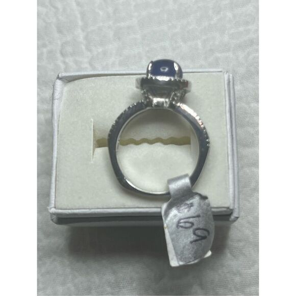 New Sterling Silver 925 Star Sapphire and Faux Diamond Ring size 7.75 - Picture 4 of 5